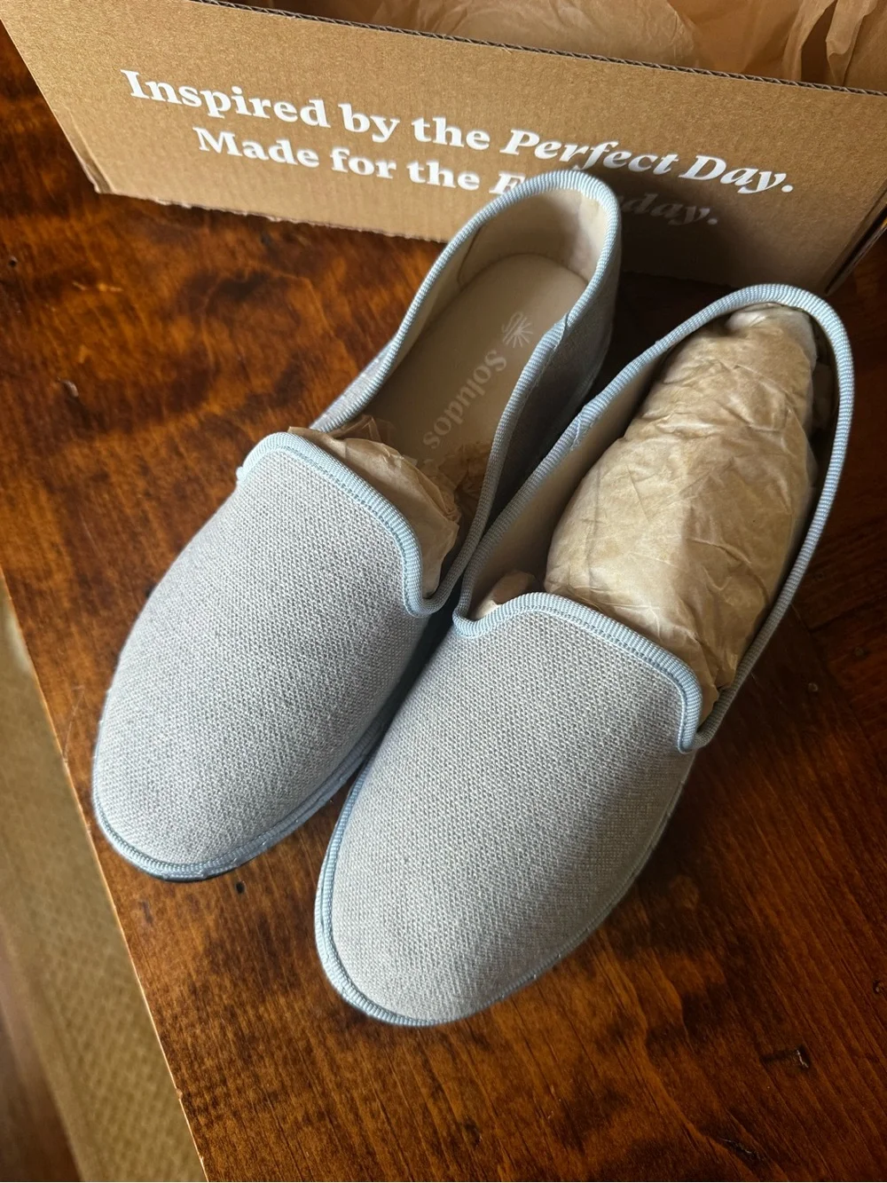 NWT Soludos The Venetian Flat, Light Blue Slip-On Espadrilles